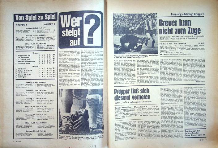 Inhaltsverzeichnis Kicker 45/1972