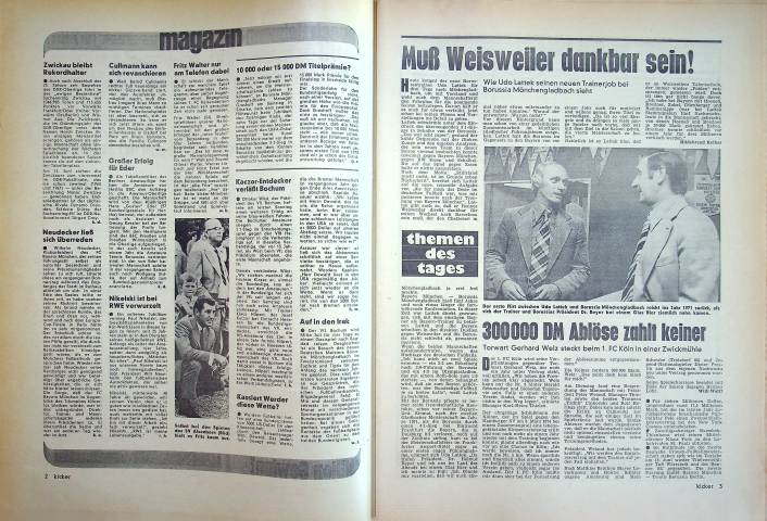 Inhaltsverzeichnis Kicker 45/1975