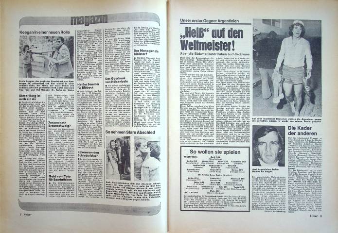 Inhaltsverzeichnis Kicker 45/1977