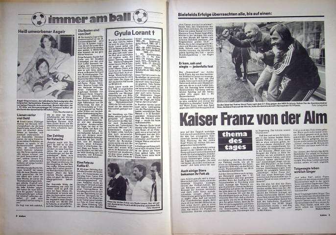 Inhaltsverzeichnis Kicker 45/1981