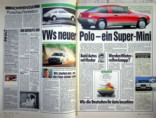Inhaltsverzeichnis Auto Bild 45/1986