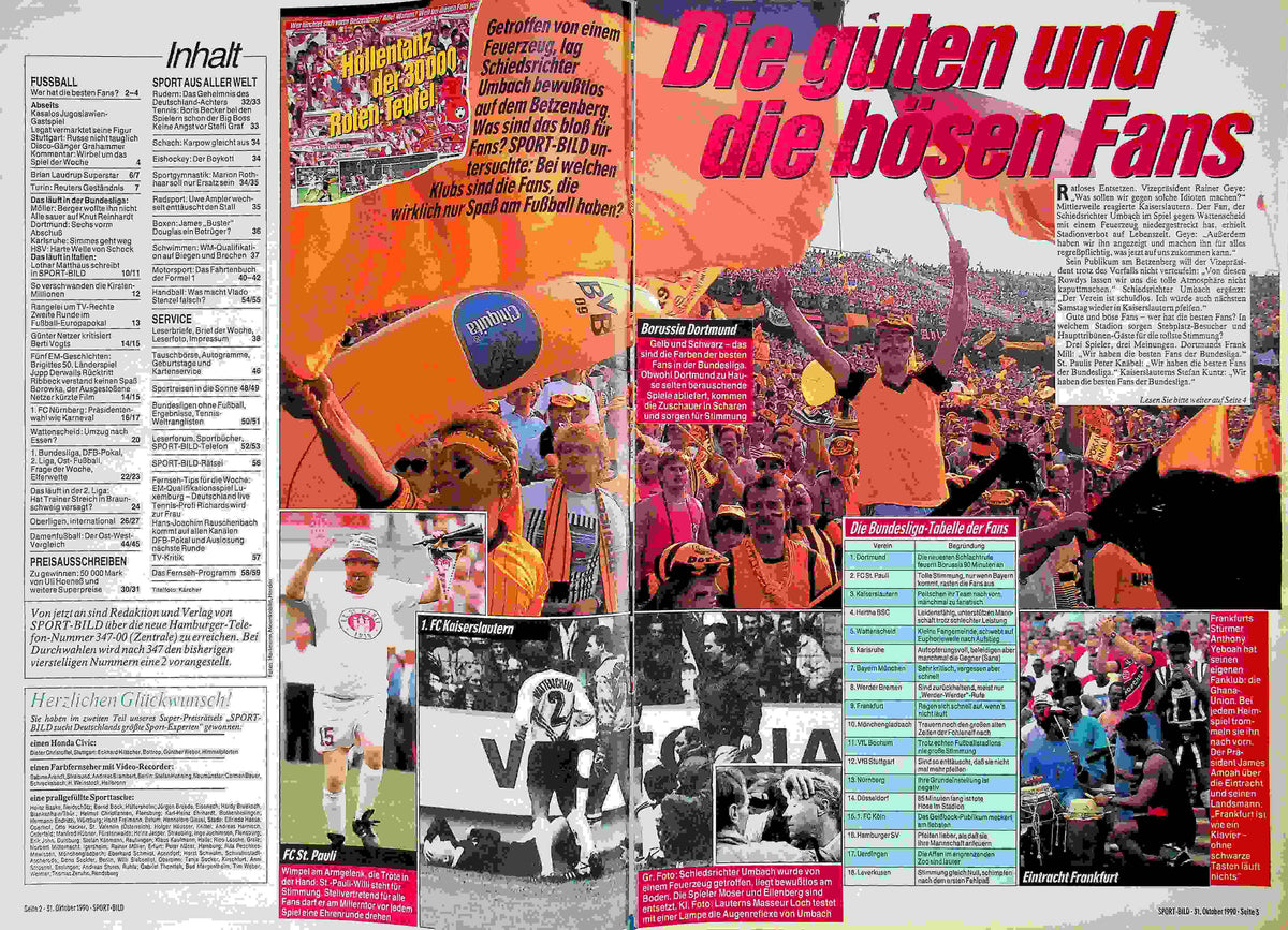 Inhaltsverzeichnis Sport Bild 45/1990