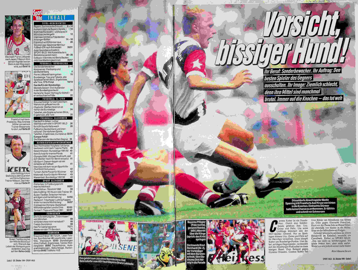 Inhaltsverzeichnis Sport Bild 45/1991