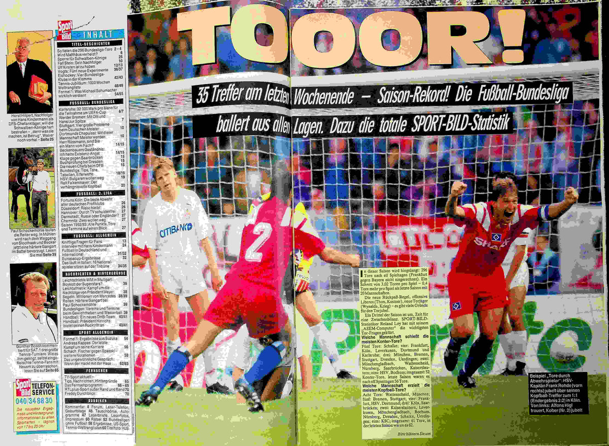 Inhaltsverzeichnis Sport Bild 45/1992