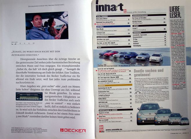 Inhaltsverzeichnis Auto Bild 45/1998