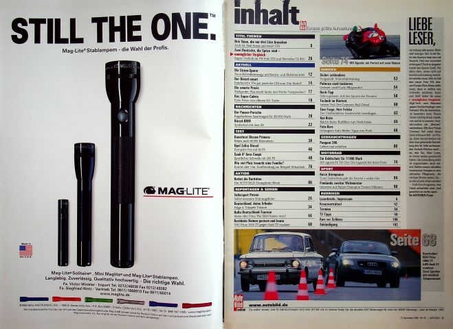 Inhaltsverzeichnis Auto Bild 45/1999