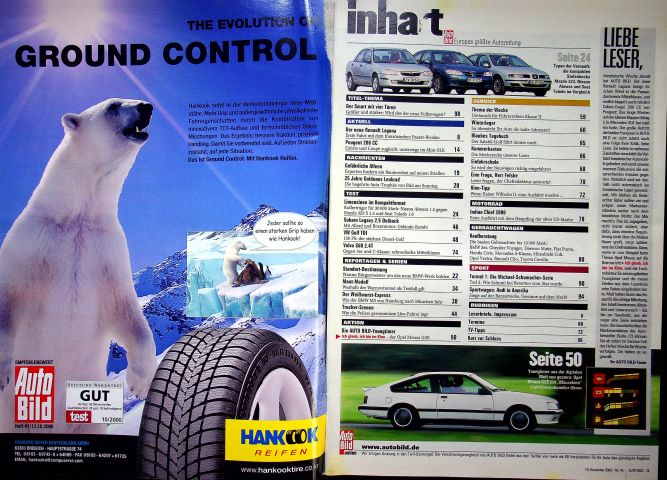 Inhaltsverzeichnis Auto Bild 45/2000