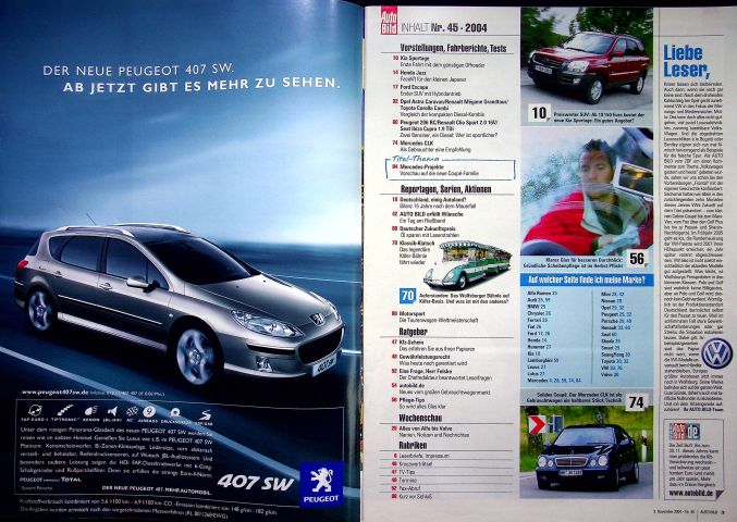 Inhaltsverzeichnis Auto Bild 45/2004