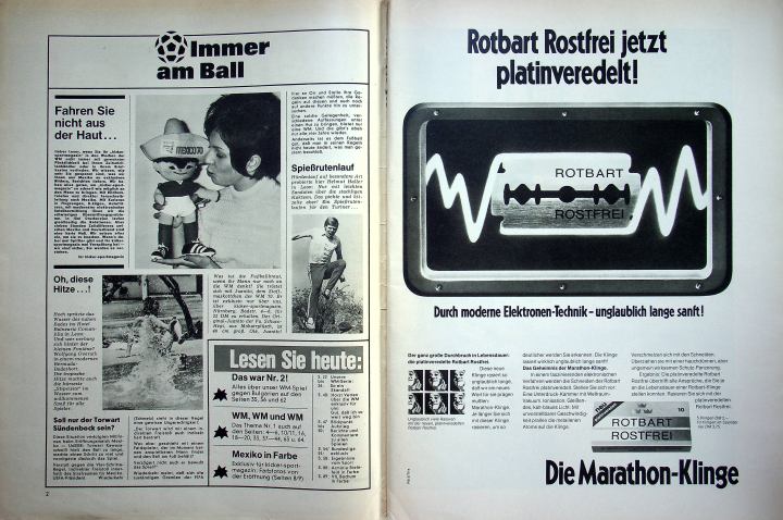 Inhaltsverzeichnis Kicker 46/1970