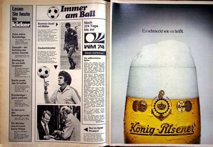 Inhaltsverzeichnis Kicker 46/1973