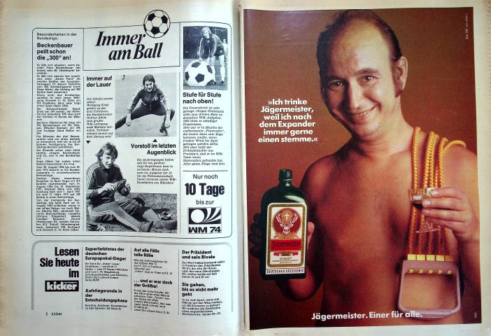 Inhaltsverzeichnis Kicker 46/1974