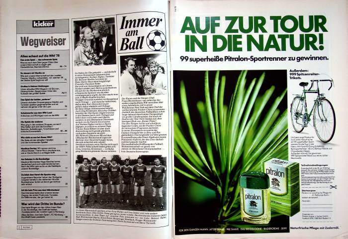 Inhaltsverzeichnis Kicker 46/1978
