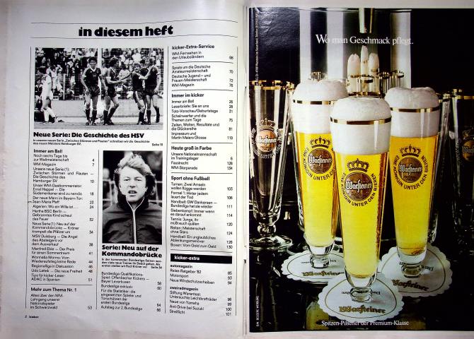 Inhaltsverzeichnis Kicker 46/1982