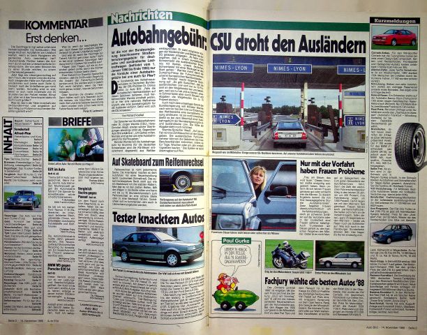 Inhaltsverzeichnis Auto Bild 46/1988