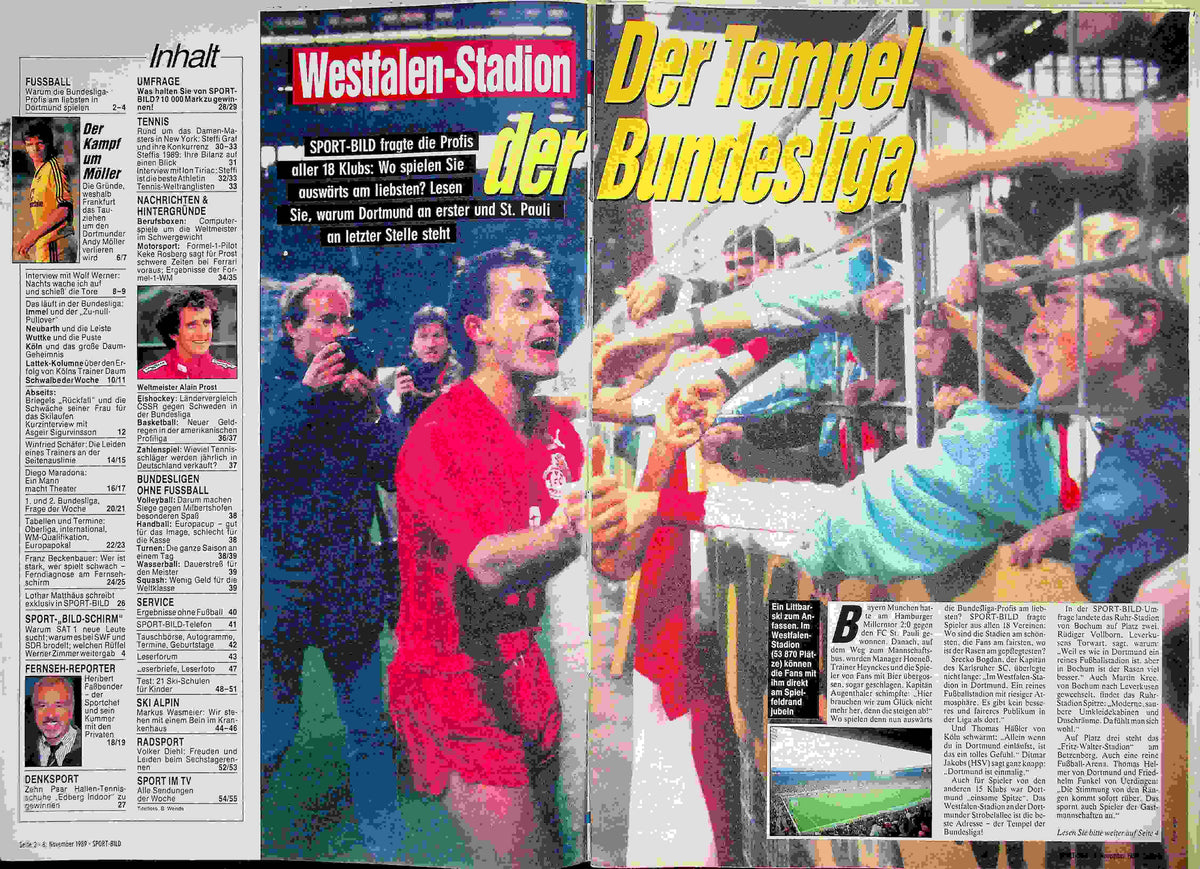 Inhaltsverzeichnis Sport Bild 46/1989