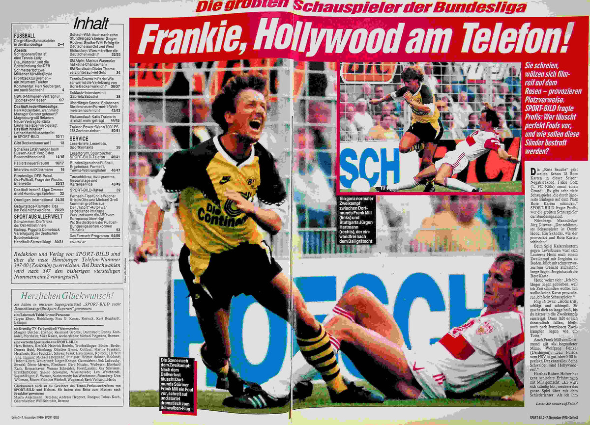 Inhaltsverzeichnis Sport Bild 46/1990