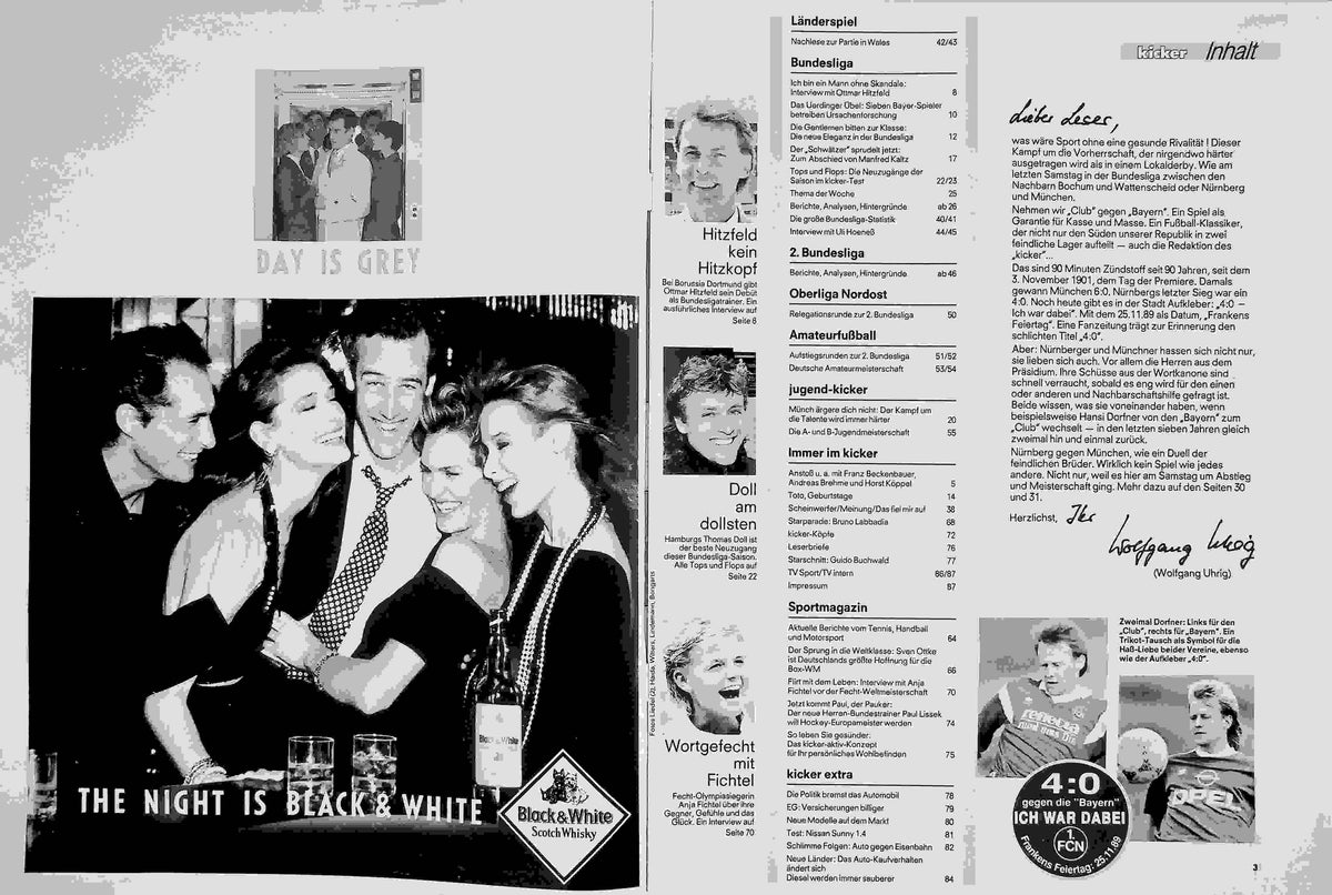 Inhaltsverzeichnis Kicker 46/1991