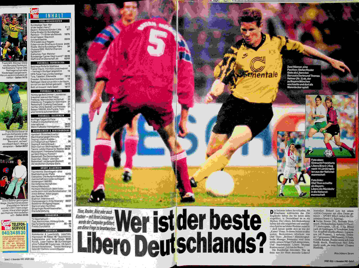 Inhaltsverzeichnis Sport Bild 46/1992