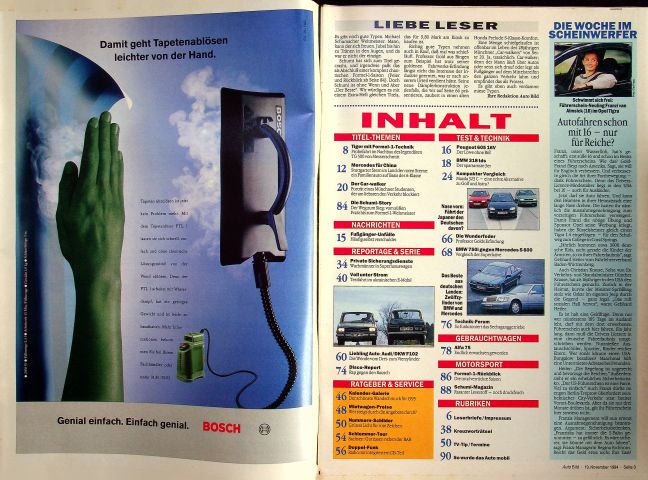 Inhaltsverzeichnis Auto Bild 46/1994