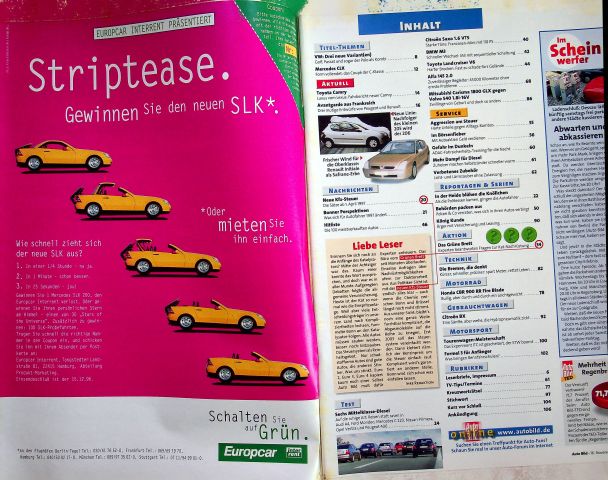 Inhaltsverzeichnis Auto Bild 46/1996