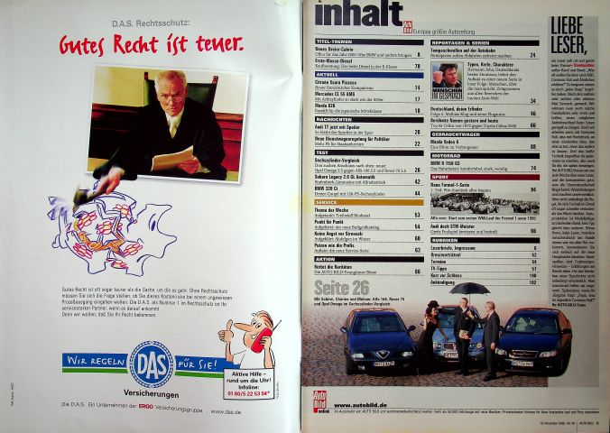 Inhaltsverzeichnis Auto Bild 46/1999