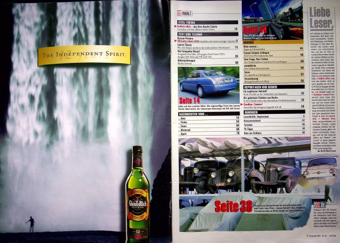 Inhaltsverzeichnis Auto Bild 46/2001