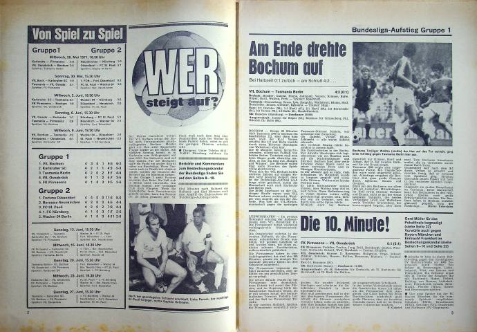 Inhaltsverzeichnis Kicker 47/1971