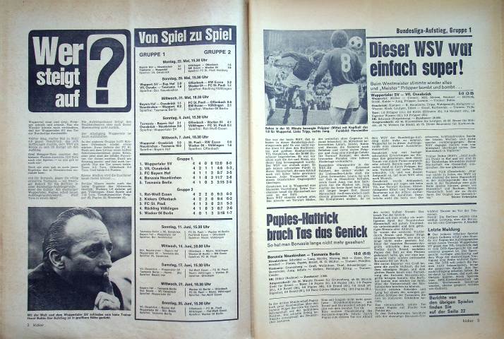 Inhaltsverzeichnis Kicker 47/1972