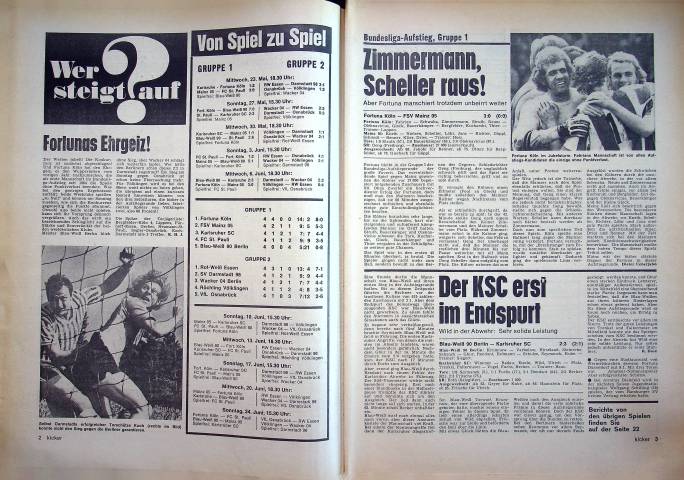 Inhaltsverzeichnis Kicker 47/1973