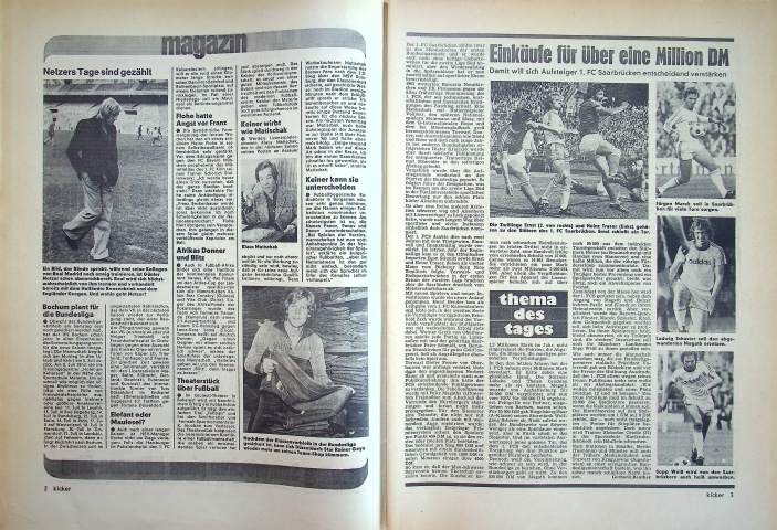 Inhaltsverzeichnis Kicker 47/1976