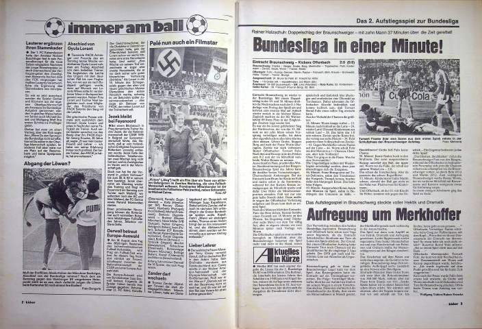 Inhaltsverzeichnis Kicker 47/1981