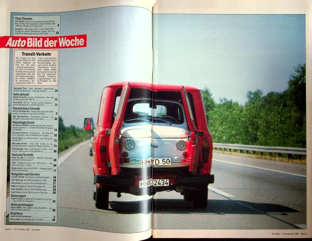 Inhaltsverzeichnis Auto Bild 47/1992