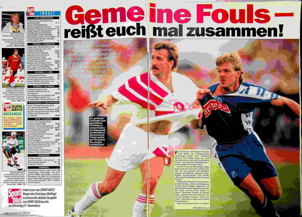 Inhaltsverzeichnis Sport Bild 47/1992