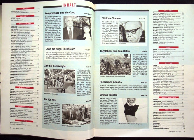 Inhaltsverzeichnis Spiegel 47/1994