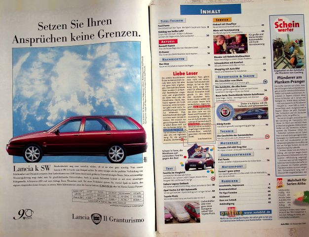 Inhaltsverzeichnis Auto Bild 47/1996