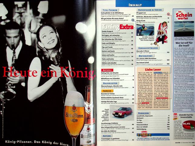 Inhaltsverzeichnis Auto Bild 47/1997