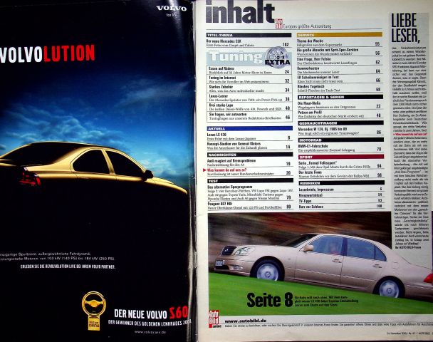 Inhaltsverzeichnis Auto Bild 47/2000