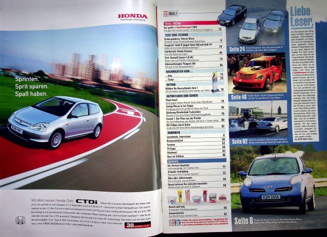 Inhaltsverzeichnis Auto Bild 47/2002