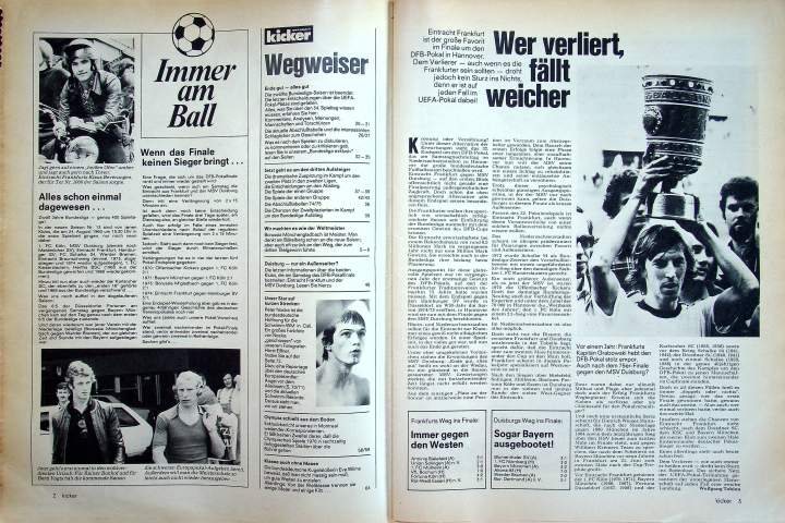 Inhaltsverzeichnis Kicker 48/1975