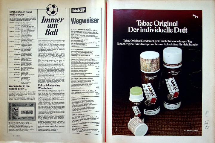 Inhaltsverzeichnis Kicker 48/1976