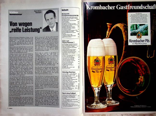 Inhaltsverzeichnis Kicker 48/1980