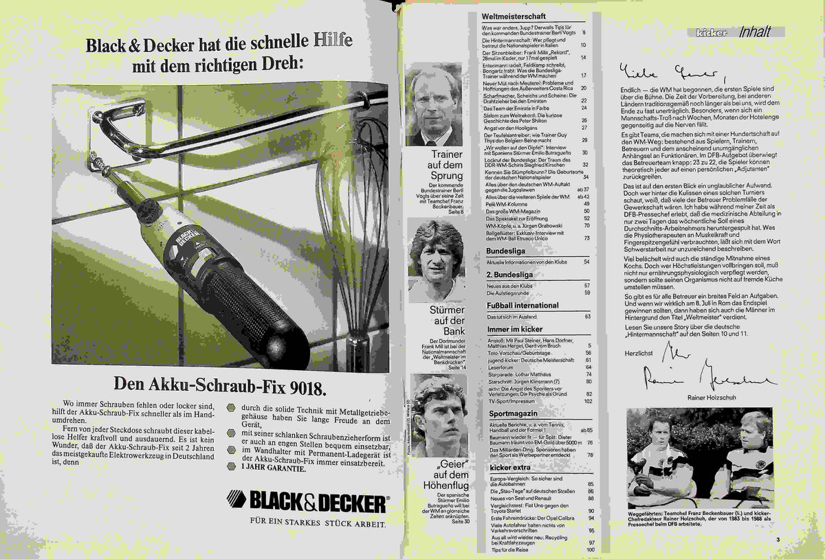 Inhaltsverzeichnis Kicker 48/1990