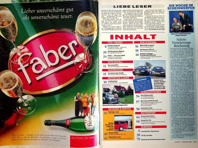 Inhaltsverzeichnis Auto Bild 48/1994