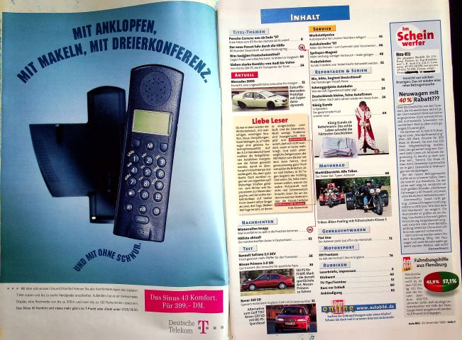 Inhaltsverzeichnis Auto Bild 48/1996