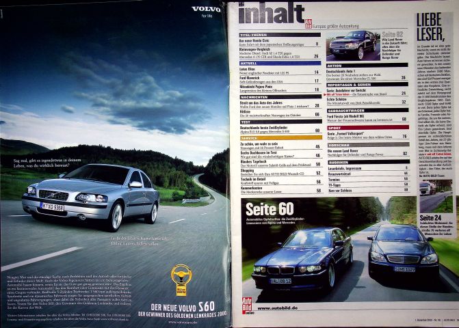 Inhaltsverzeichnis Auto Bild 48/2000
