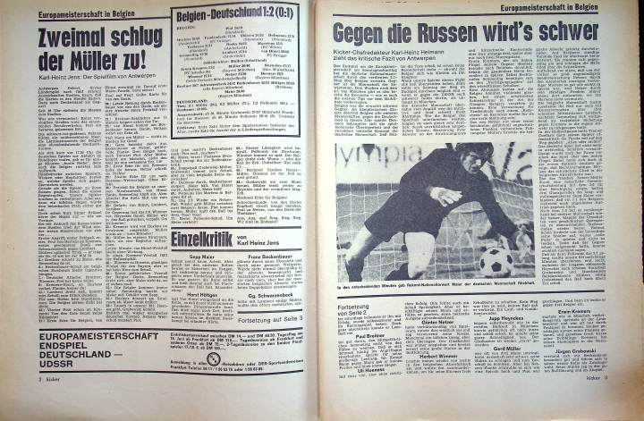 Inhaltsverzeichnis Kicker 49/1972