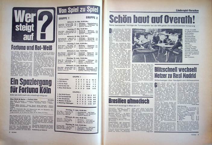 Inhaltsverzeichnis Kicker 49/1973