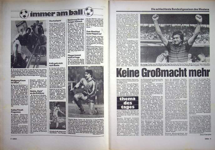 Inhaltsverzeichnis Kicker 49/1981