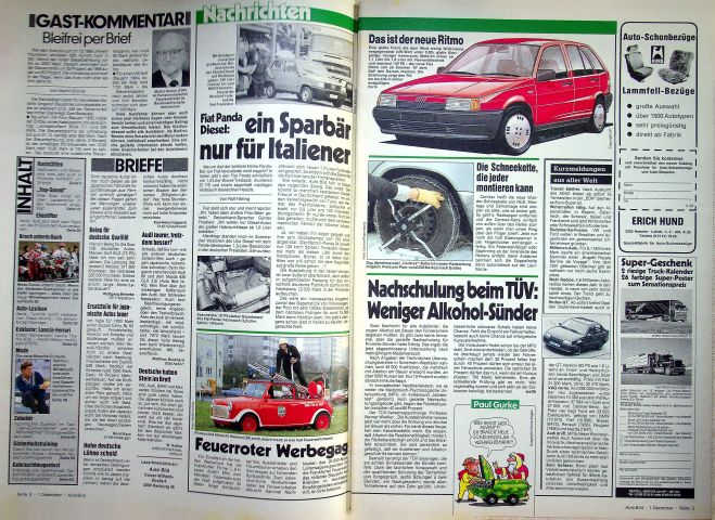 Inhaltsverzeichnis Auto Bild 49/1986