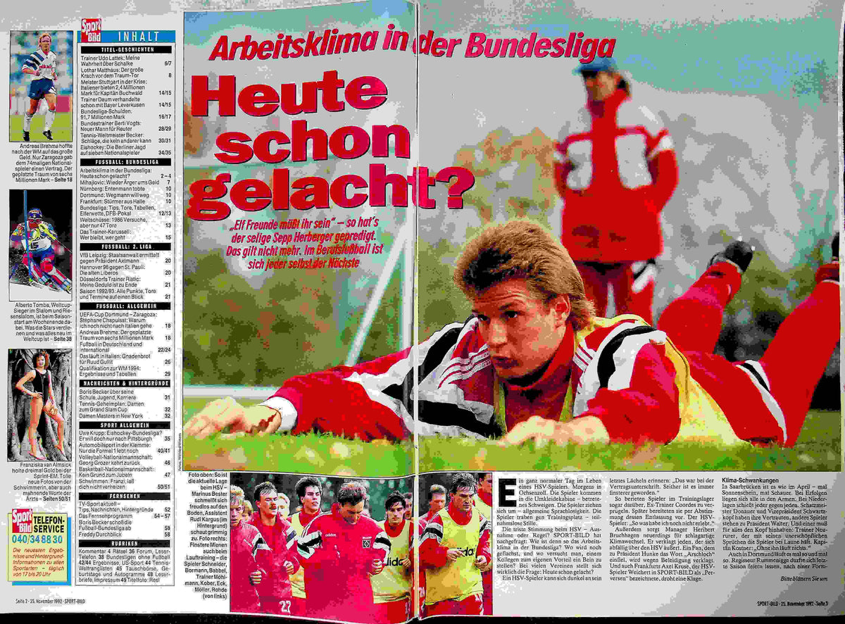 Inhaltsverzeichnis Sport Bild 49/1992